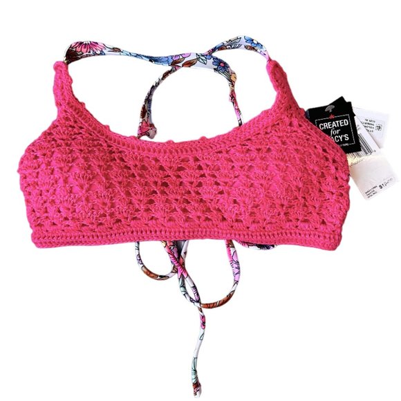 NWT CALIFORNIA WAVES CROCHET BRALETTE BIKINI TOP - Picture 3 of 4
